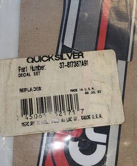 37-817387a91 Mercruiser 817387a91 Nos Quicksilver Counter Rotating Alpha One Decal Set