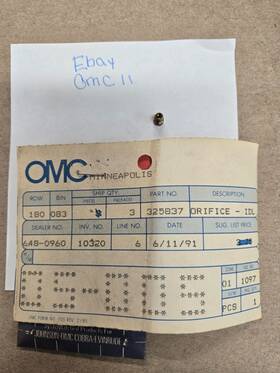 0325837 Omc Johnson/evinrude/omc New Oem Orifice-idle 325837