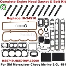 For Gm Chriscraft Mercruiser Chevy Marine 3.0L 181 Head Gasket & Bolts Kit. Fixed Price $65.99.