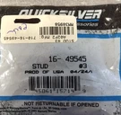 New Mercury Mercruiser Quicksilver Oem Part # 16-49545 Stud. Fixed Price $8.01.